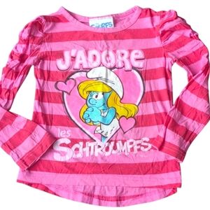 👉10/10$ Pink Striped Smurfs Kids Shirt